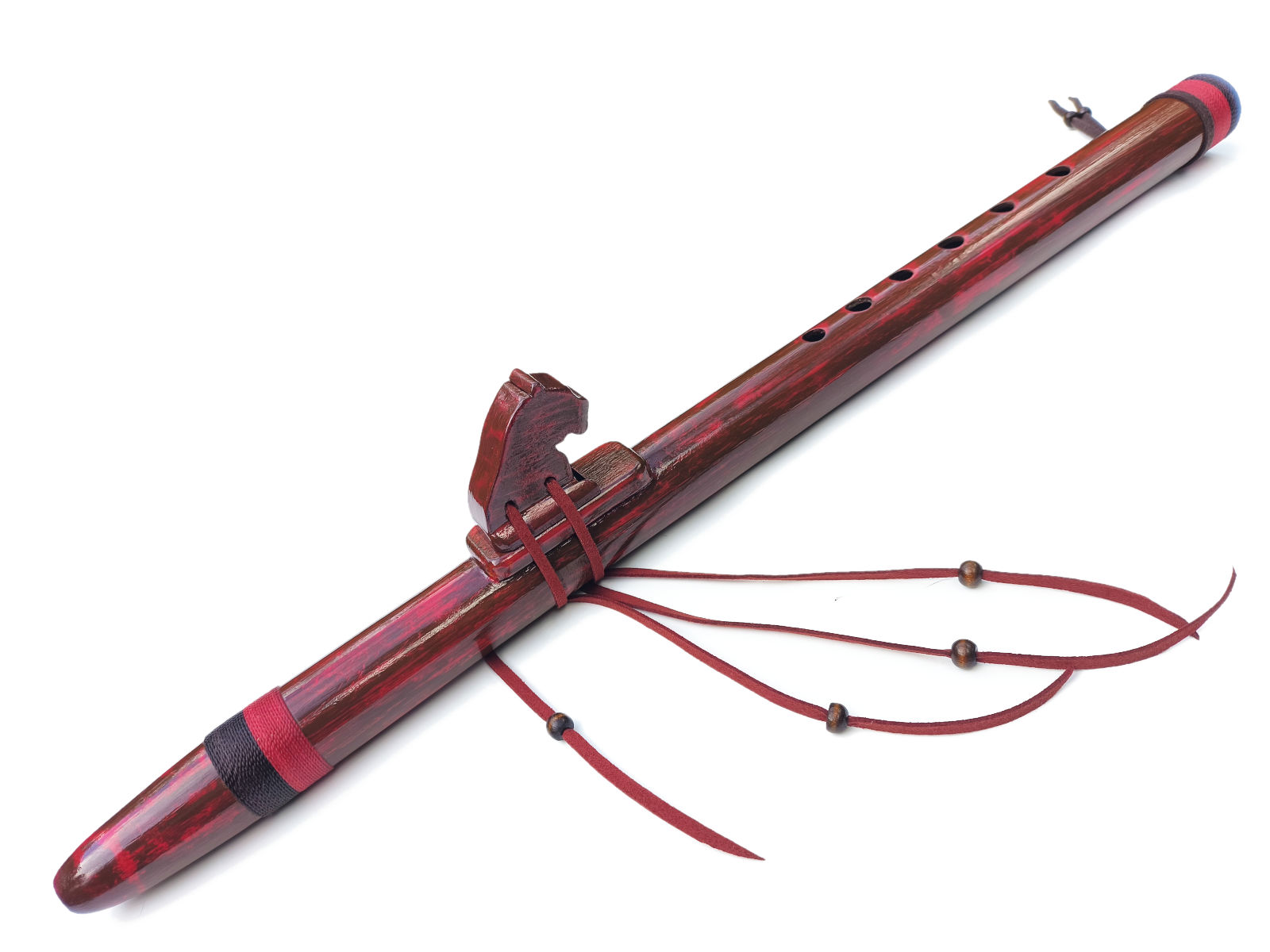 Flauta Estilo Nativa Americana - Série Roots - Mogno & Vermelho 3 Flauta Nativa Ashar Estilo NAF - Roots Red