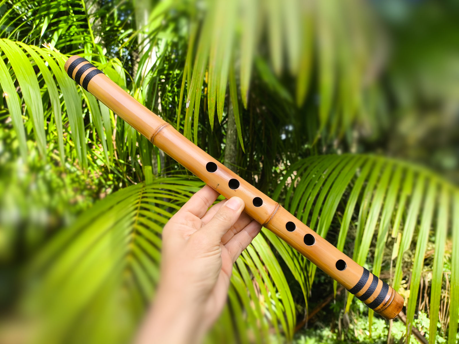 Flauta Estilo Kawala Egípcia F - Bambu Natural 4 Kawala Ashar F