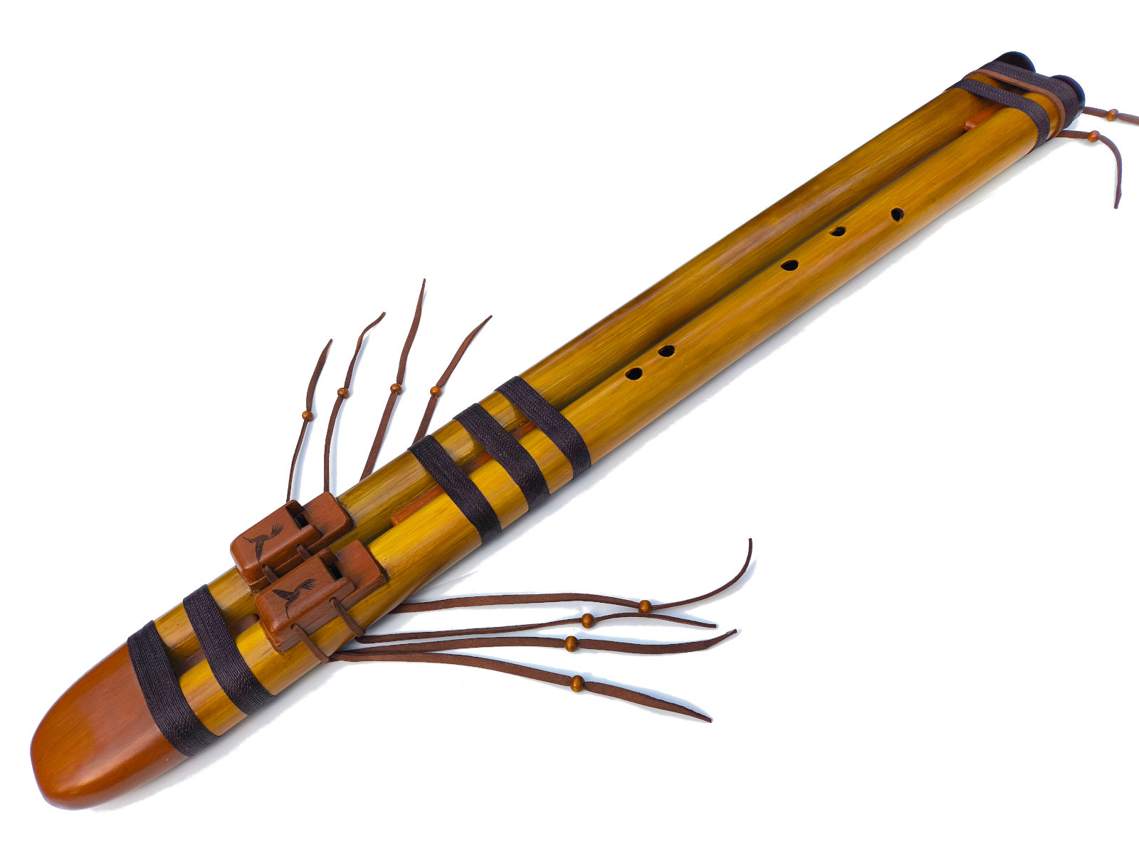Flauta Estilo Nativa Americana - Série Dupla - River Cane - B Baixo 3 Flauta NAF Dupla Ashar B-baixo