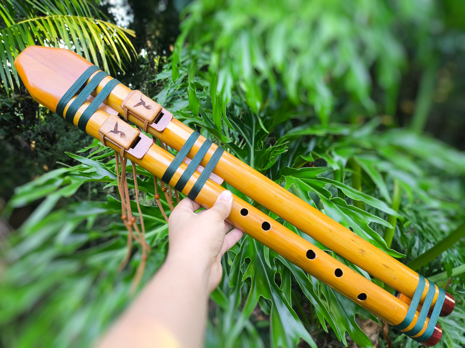Flauta Estilo Nativa Americana - Série Dupla - River Cane - D# 4 Flauta Nativa Ashar Série Dupla Drone D#